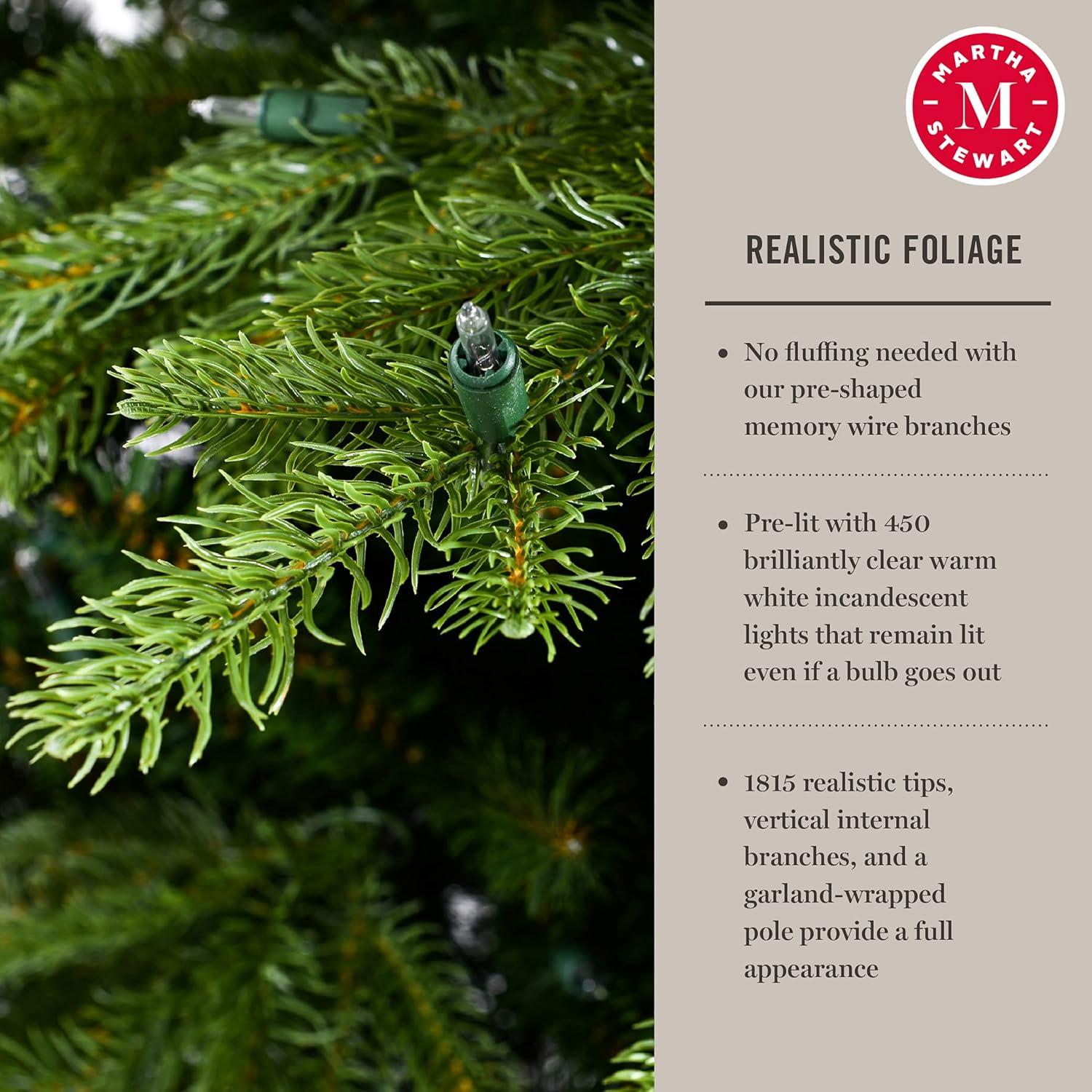 imageMartha Stewart Natural Pine 75 MU PreLit Artificial Christmas Tree Feet Multicolored LightsClear White Lights