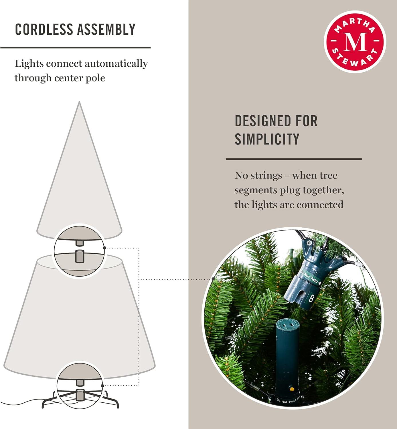 imageMartha Stewart Natural Pine 75 MU PreLit Artificial Christmas Tree Feet Multicolored LightsClear White Lights