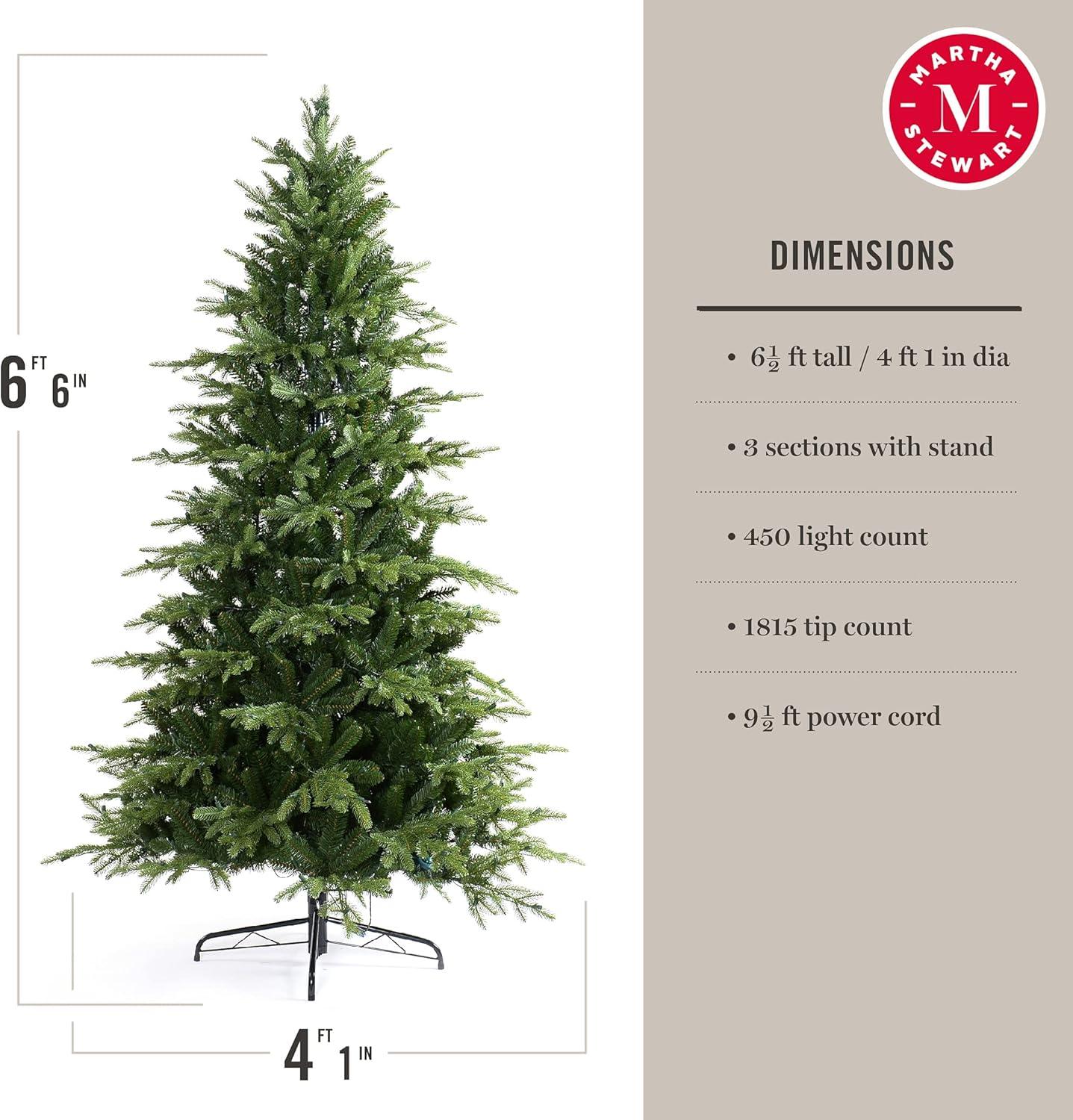 imageMartha Stewart Natural Pine 75 MU PreLit Artificial Christmas Tree Feet Multicolored LightsClear White Lights