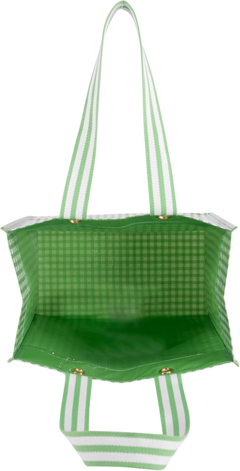 imageMartha Stewart Reusable Grocery Bag Spacious 13 x 8 x 14 Shopping Bag for Groceries Perfect for Shopping Arcadian Green Gingham