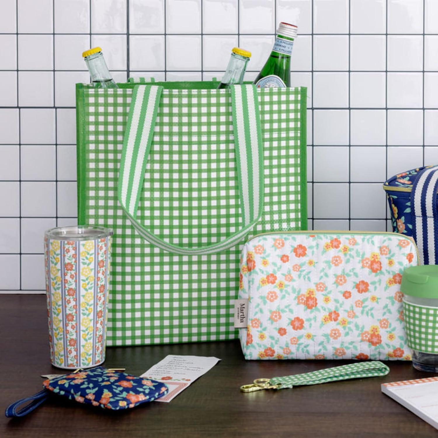 imageMartha Stewart Reusable Grocery Bag Spacious 13 x 8 x 14 Shopping Bag for Groceries Perfect for Shopping Arcadian Green Gingham