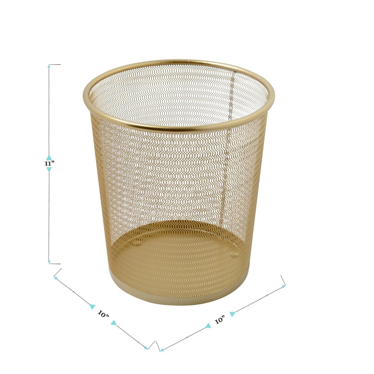 imageMartha Stewart Ryder Gold Mesh Metal Trash Can 45 Gallon Wastebasket for Office