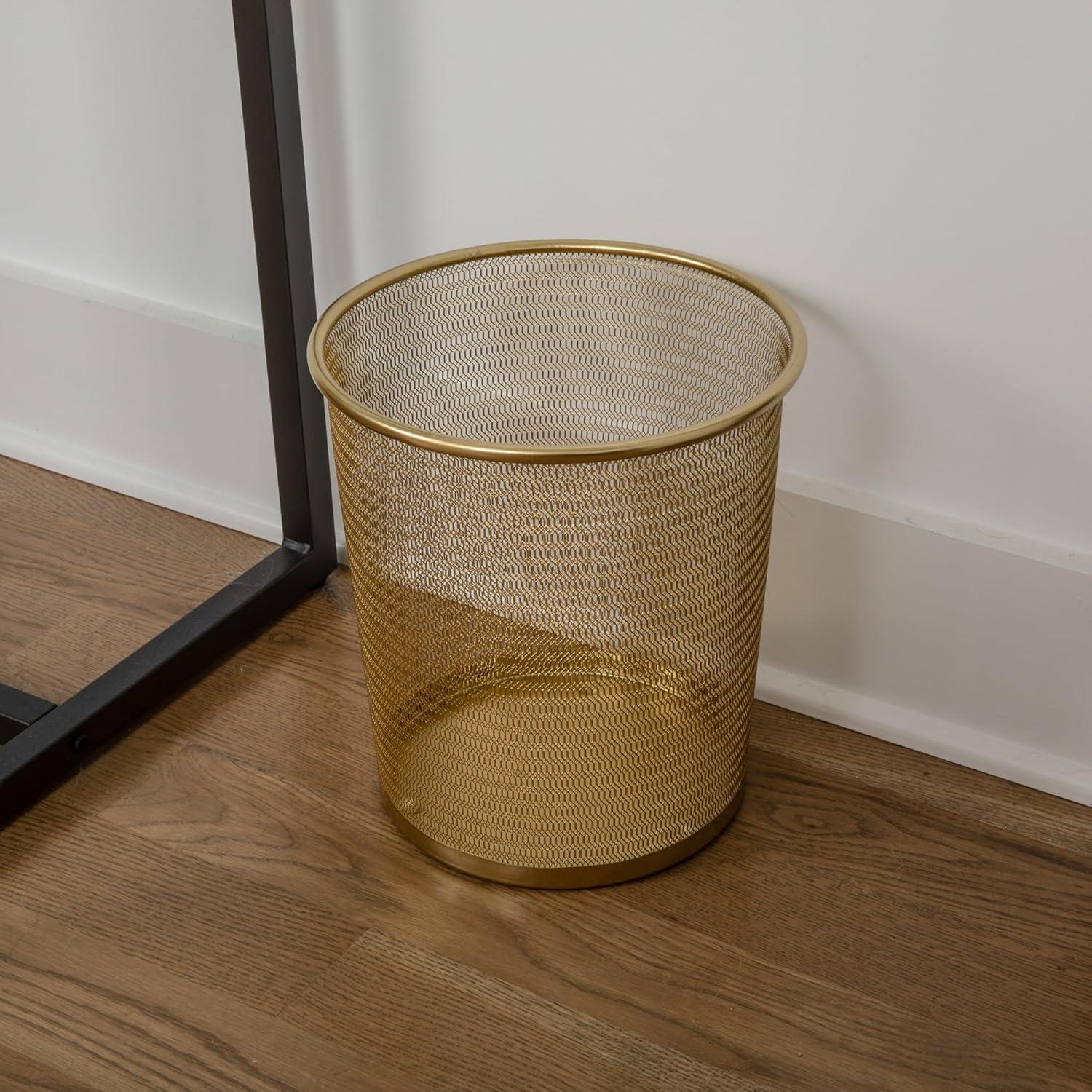 imageMartha Stewart Ryder Gold Mesh Metal Trash Can 45 Gallon Wastebasket for Office