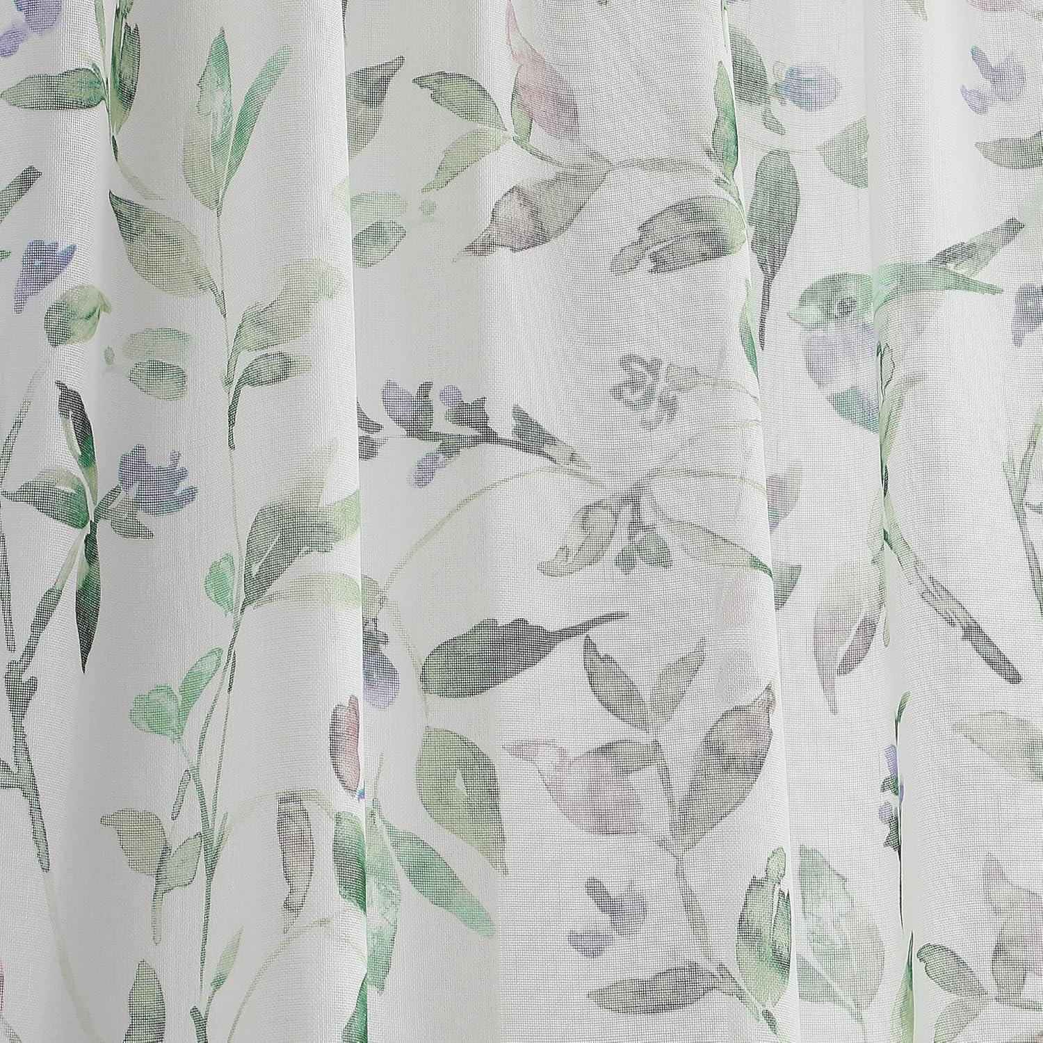imageMartha Stewart Sheer Curtains Floral Botanical Kensington Flower Garden Rod Pocket Window Curtain Panel Pair 84 Multi GreenMulti Green