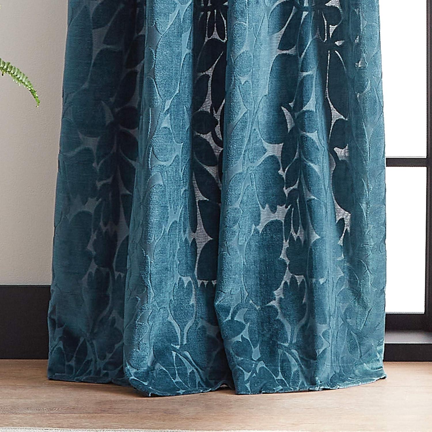 imageMartha Stewart Sherwood Velvet Grommet Window Curtain Panel Pair 95 TealTeal