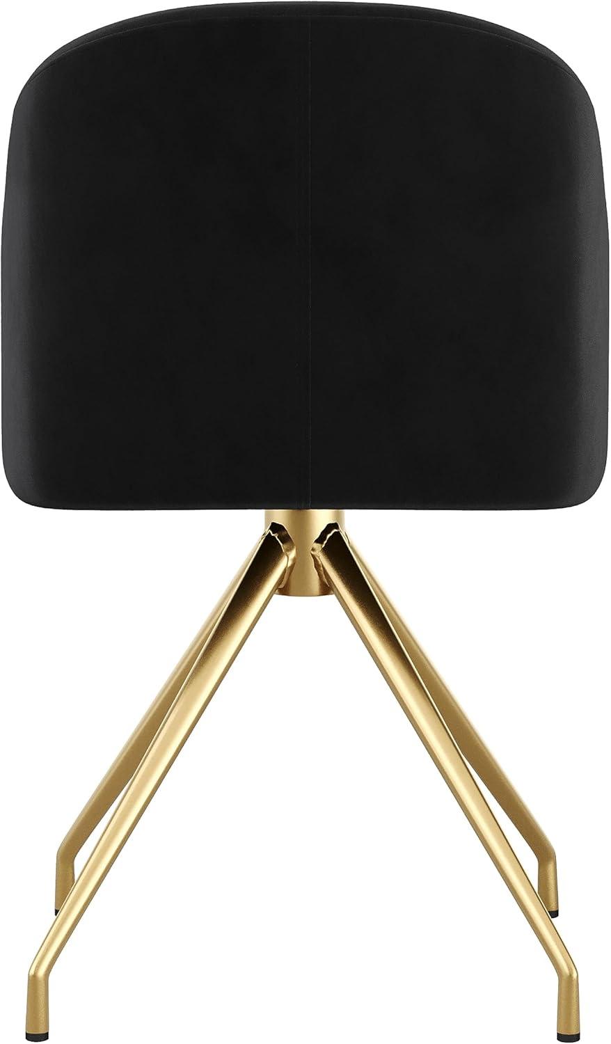 imageMartha Stewart Sora Stationary Swivel Task Chair with Sloped Arms for Home Office in Gray Velvet with Oil Rubbed Bronze FrameBlack VelvetPolished Nickel
