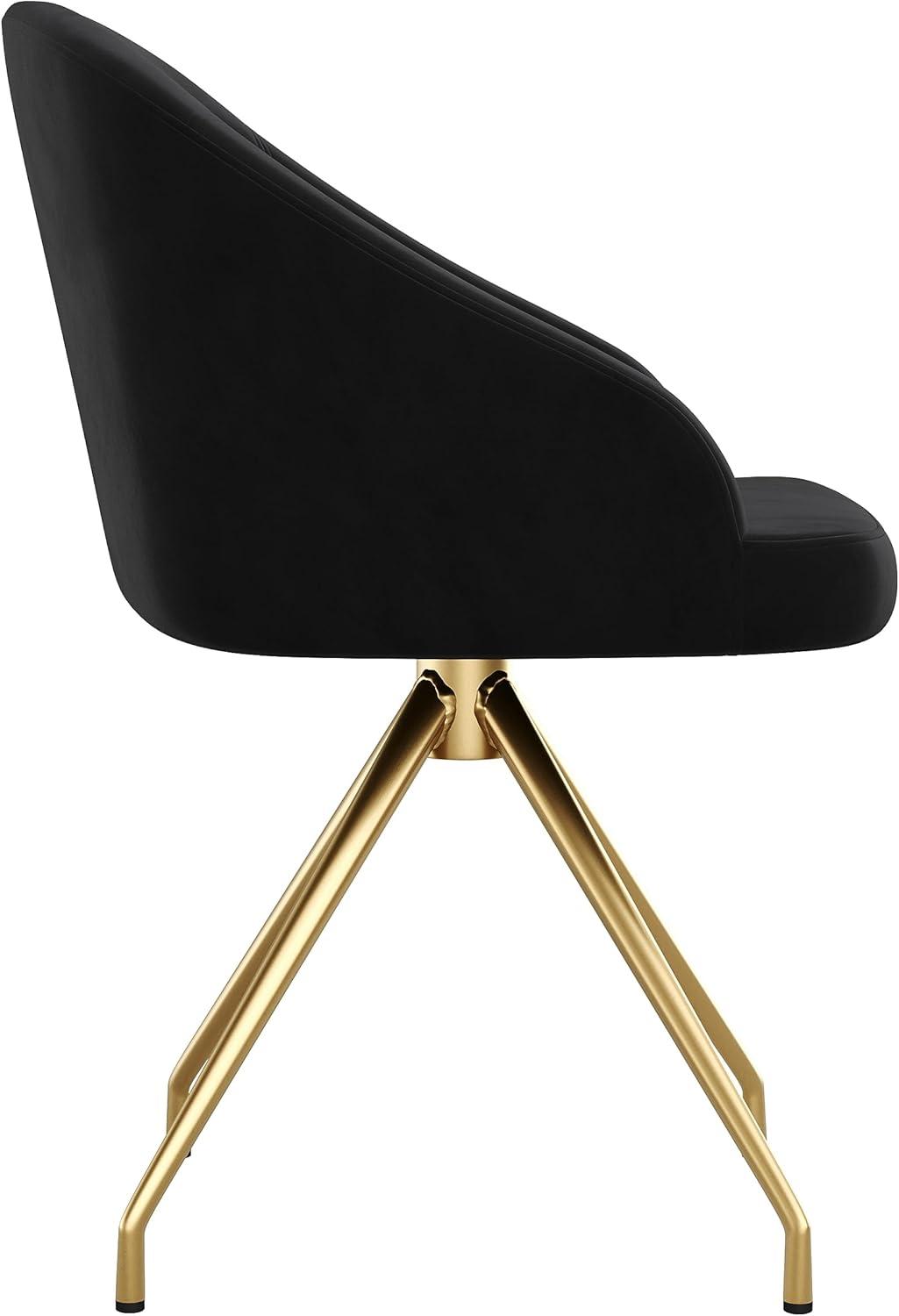 imageMartha Stewart Sora Stationary Swivel Task Chair with Sloped Arms for Home Office in Gray Velvet with Oil Rubbed Bronze FrameBlack VelvetPolished Nickel