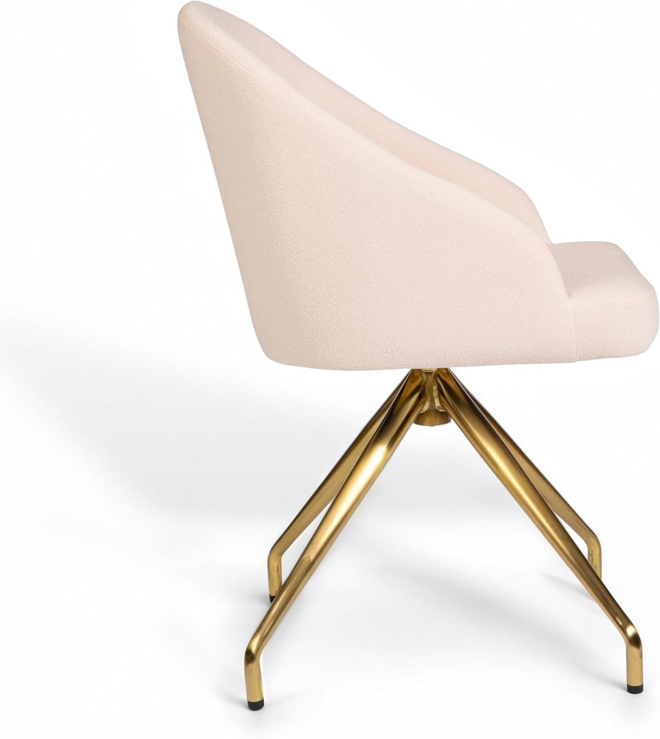 imageMartha Stewart Sora Stationary Swivel Task Chair with Sloped Arms for Home Office in Gray Velvet with Oil Rubbed Bronze FrameConch Shell FabricPolished Brass Frame