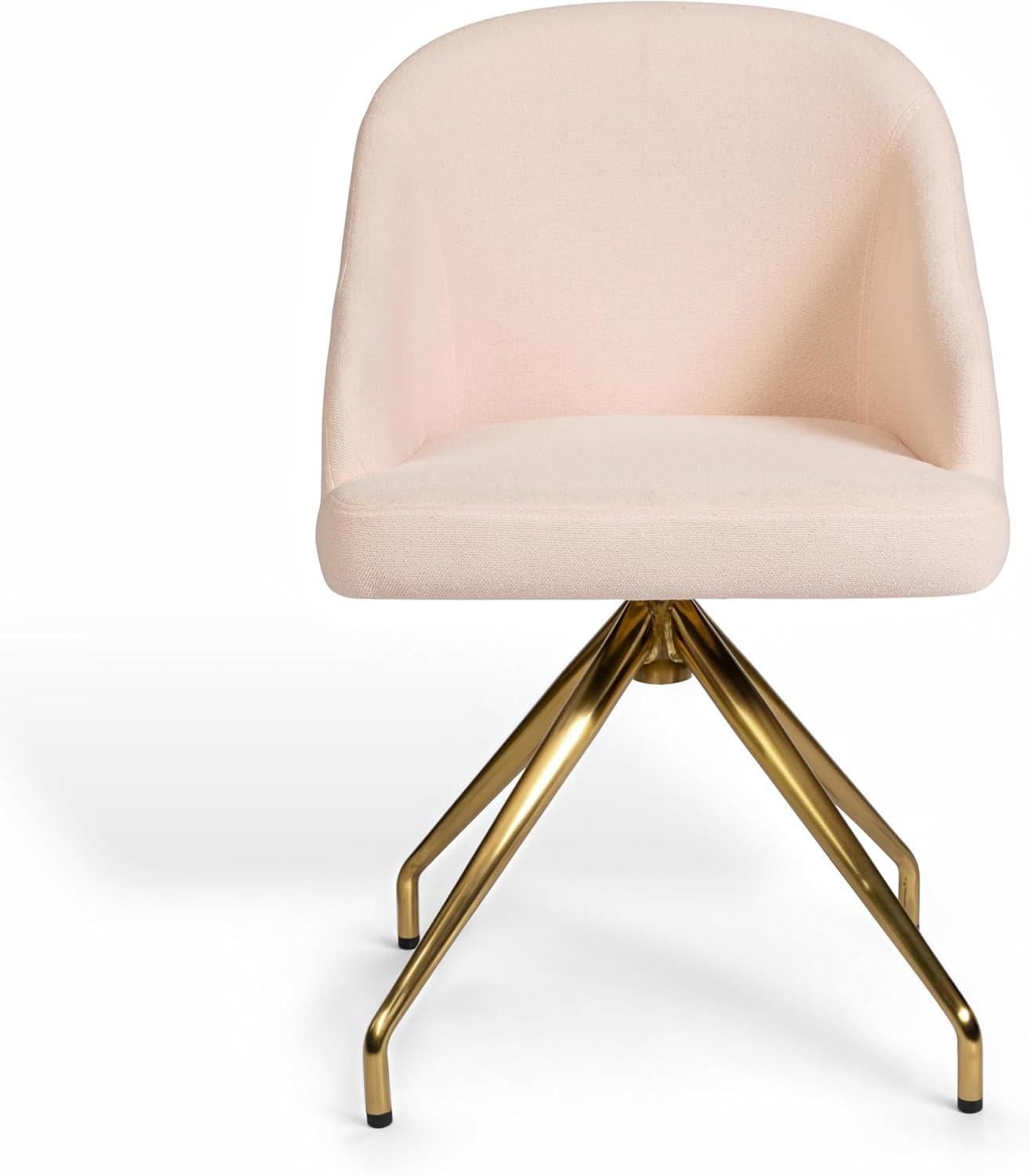 imageMartha Stewart Sora Stationary Swivel Task Chair with Sloped Arms for Home Office in Gray Velvet with Oil Rubbed Bronze FrameConch Shell FabricPolished Brass Frame
