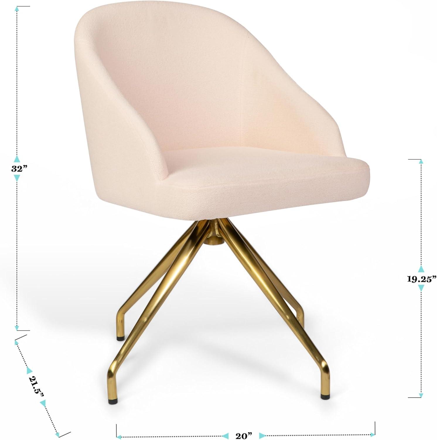 imageMartha Stewart Sora Stationary Swivel Task Chair with Sloped Arms for Home Office in Gray Velvet with Oil Rubbed Bronze FrameConch Shell FabricPolished Brass Frame