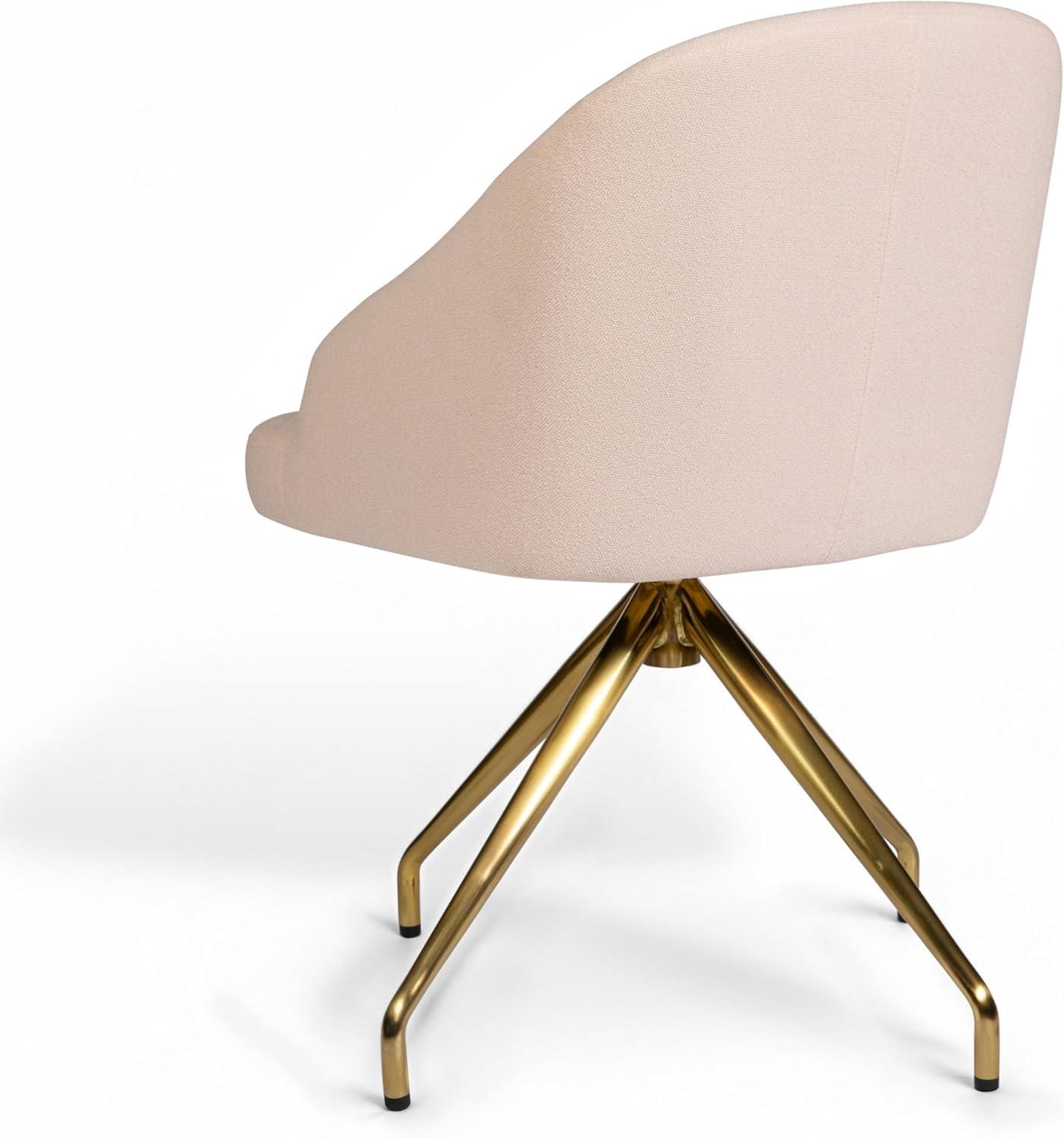 imageMartha Stewart Sora Stationary Swivel Task Chair with Sloped Arms for Home Office in Gray Velvet with Oil Rubbed Bronze FrameConch Shell FabricPolished Brass Frame