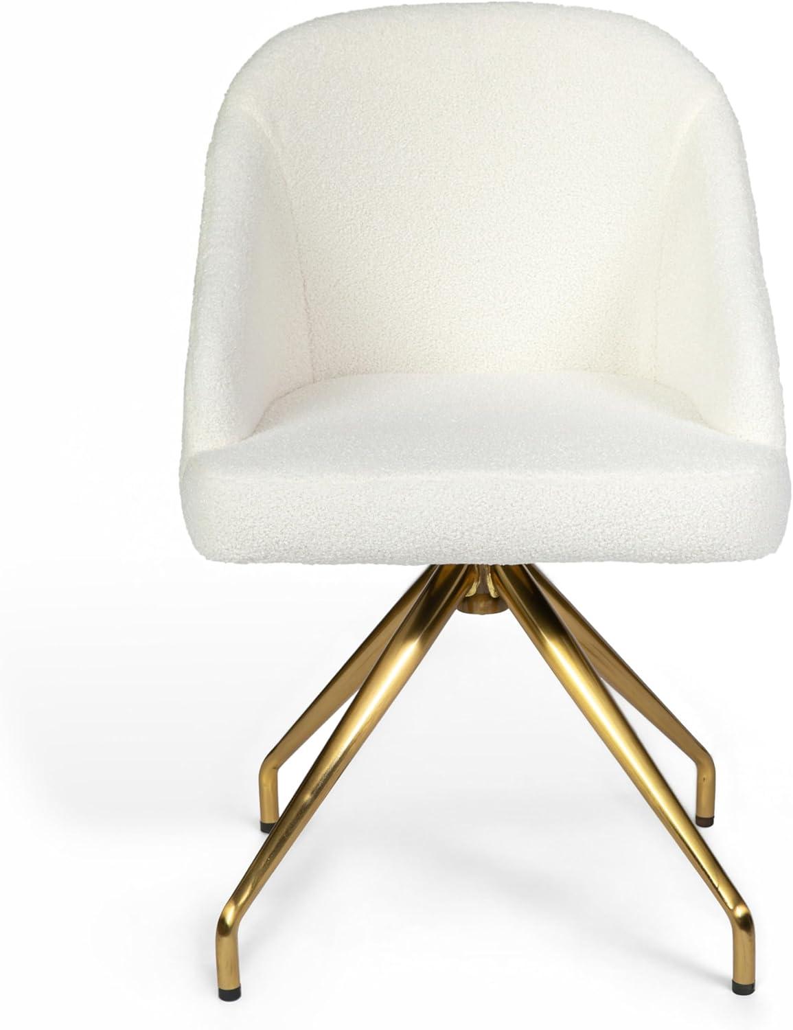 imageMartha Stewart Sora Stationary Swivel Task Chair with Sloped Arms for Home Office in Gray Velvet with Oil Rubbed Bronze FrameOff White BouclePolished Brass Frame