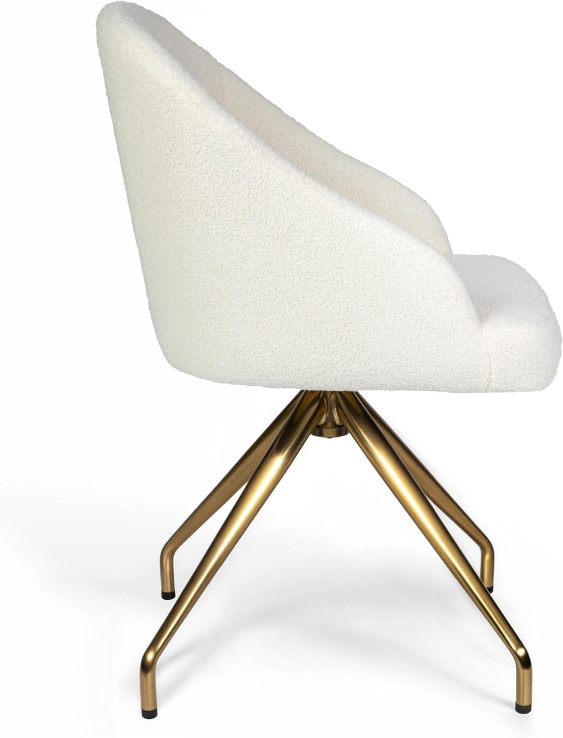 imageMartha Stewart Sora Stationary Swivel Task Chair with Sloped Arms for Home Office in Gray Velvet with Oil Rubbed Bronze FrameOff White BouclePolished Brass Frame