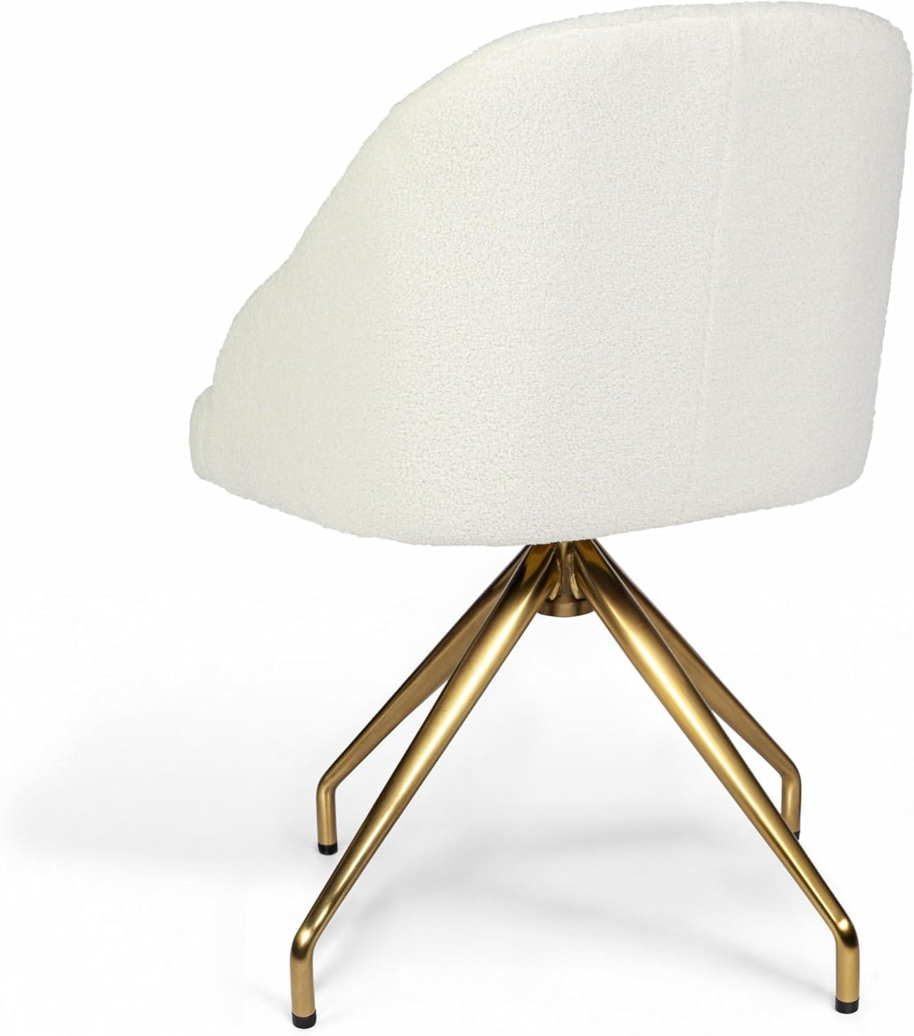 imageMartha Stewart Sora Stationary Swivel Task Chair with Sloped Arms for Home Office in Gray Velvet with Oil Rubbed Bronze FrameOff White BouclePolished Brass Frame