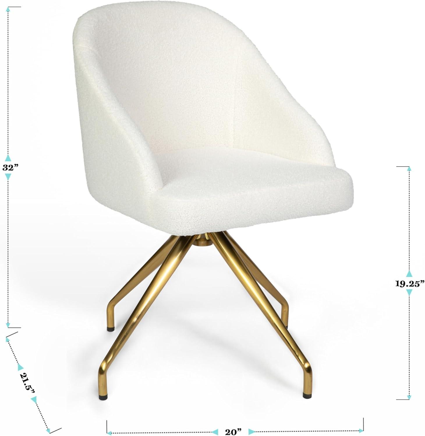imageMartha Stewart Sora Stationary Swivel Task Chair with Sloped Arms for Home Office in Gray Velvet with Oil Rubbed Bronze FrameOff White BouclePolished Brass Frame