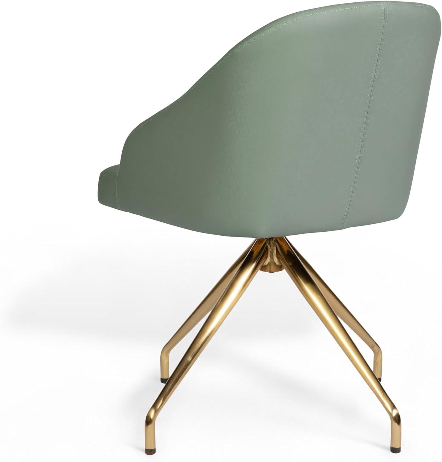 imageMartha Stewart Sora Stationary Swivel Task Chair with Sloped Arms for Home Office in Gray Velvet with Oil Rubbed Bronze FrameSage Faux LeatherPolished Brass Frame