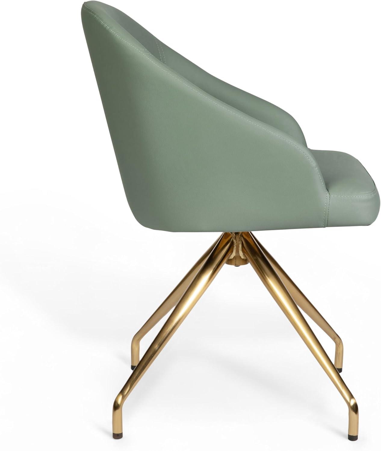 imageMartha Stewart Sora Stationary Swivel Task Chair with Sloped Arms for Home Office in Gray Velvet with Oil Rubbed Bronze FrameSage Faux LeatherPolished Brass Frame
