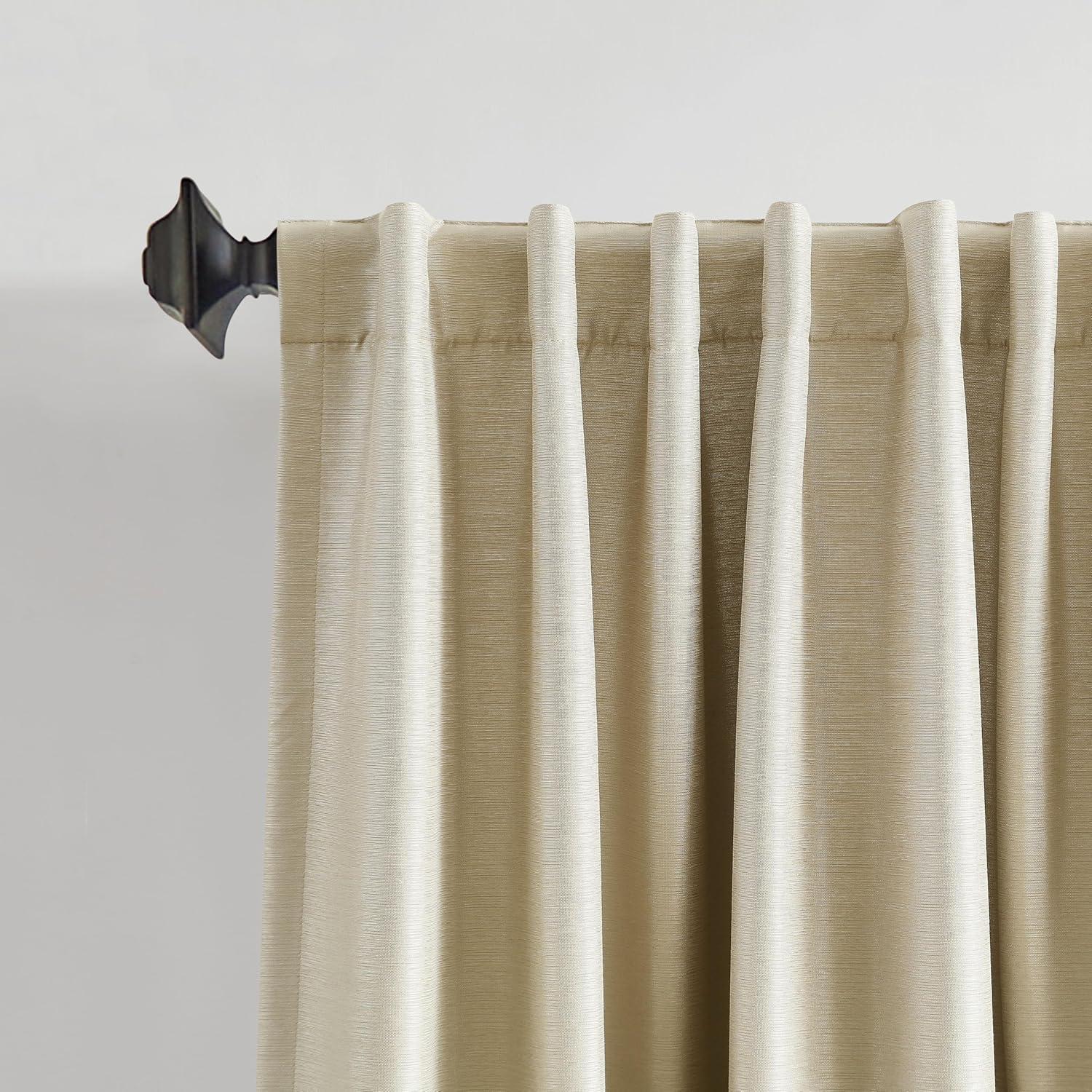 imageMartha Stewart Spellbound Blackout Lining Rod PocketBack Tab Window Curtain Panel Pair 95 WhiteChampagne