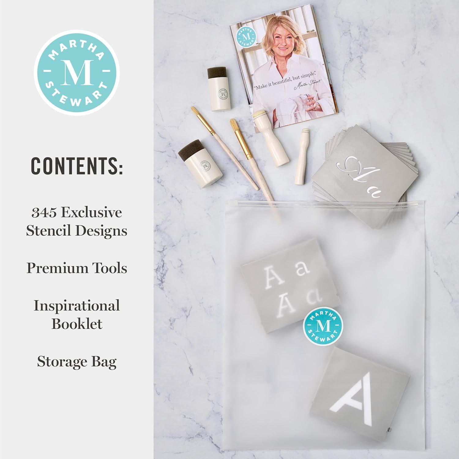 imageMartha Stewart Vintage Florals Stencils Stamps and Tools Kit 14 pcClassic Alphabet