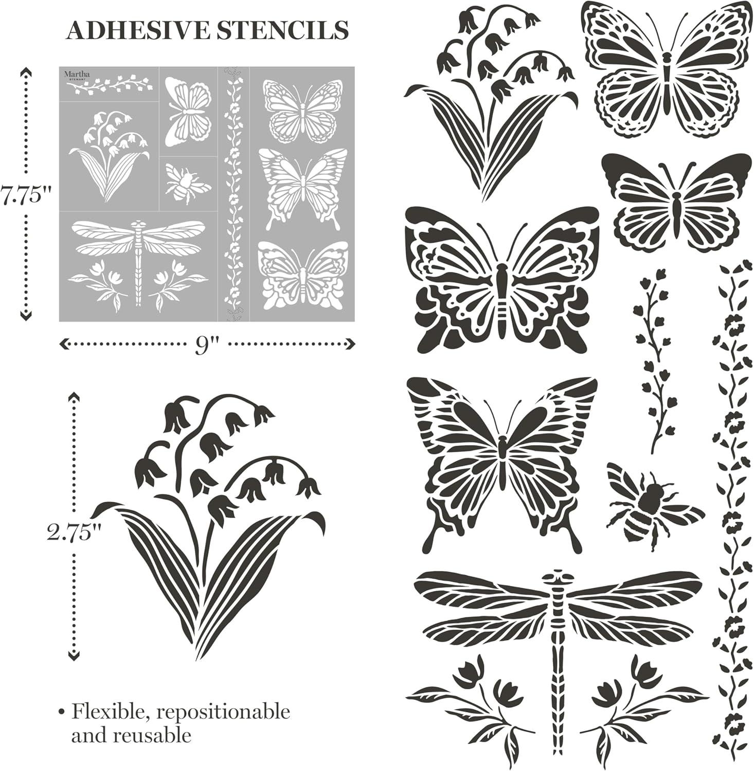 imageMartha Stewart Vintage Florals Stencils Stamps and Tools Kit 14 pcFlora Fauna