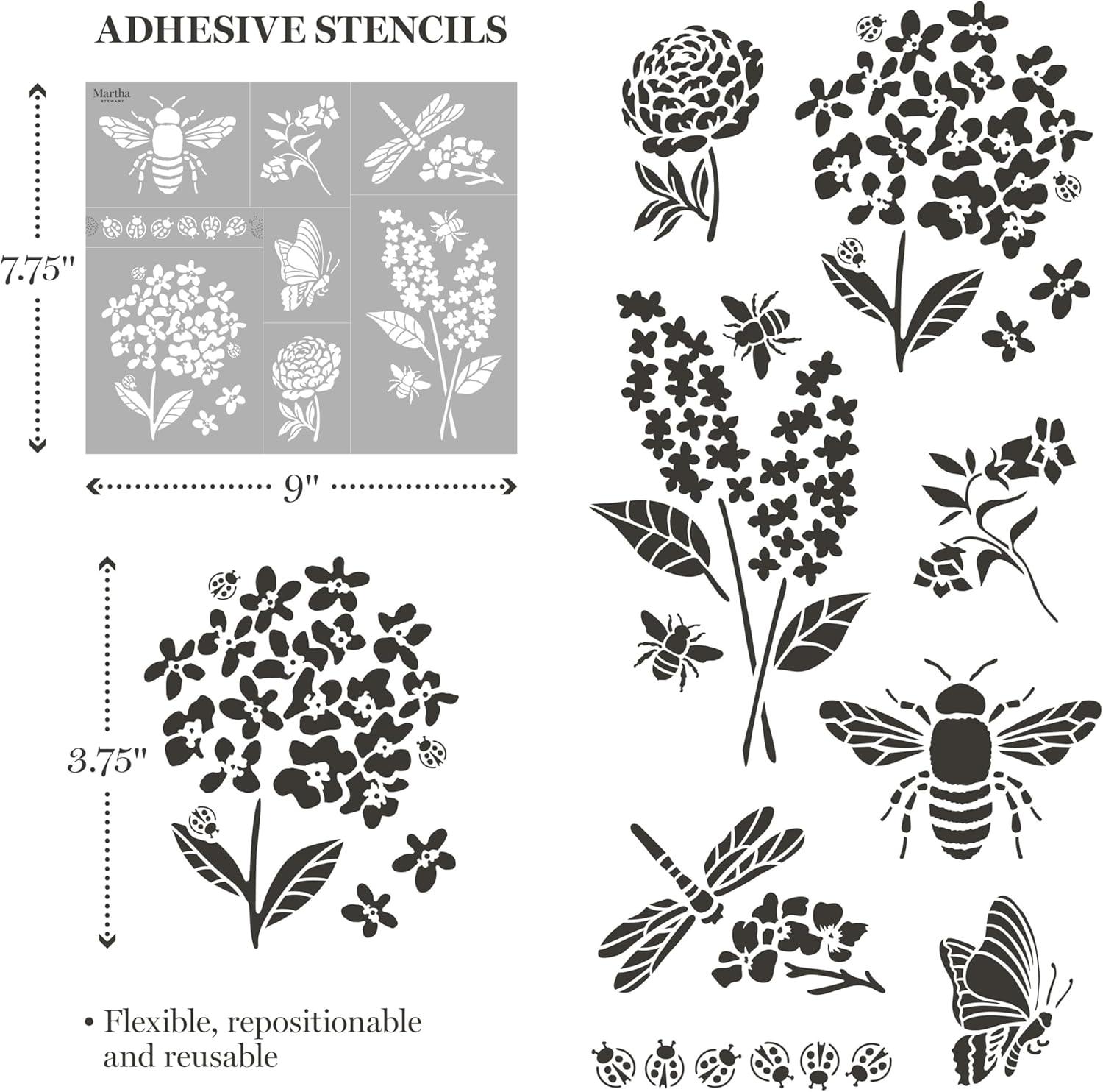 imageMartha Stewart Vintage Florals Stencils Stamps and Tools Kit 14 pcFlora Fauna