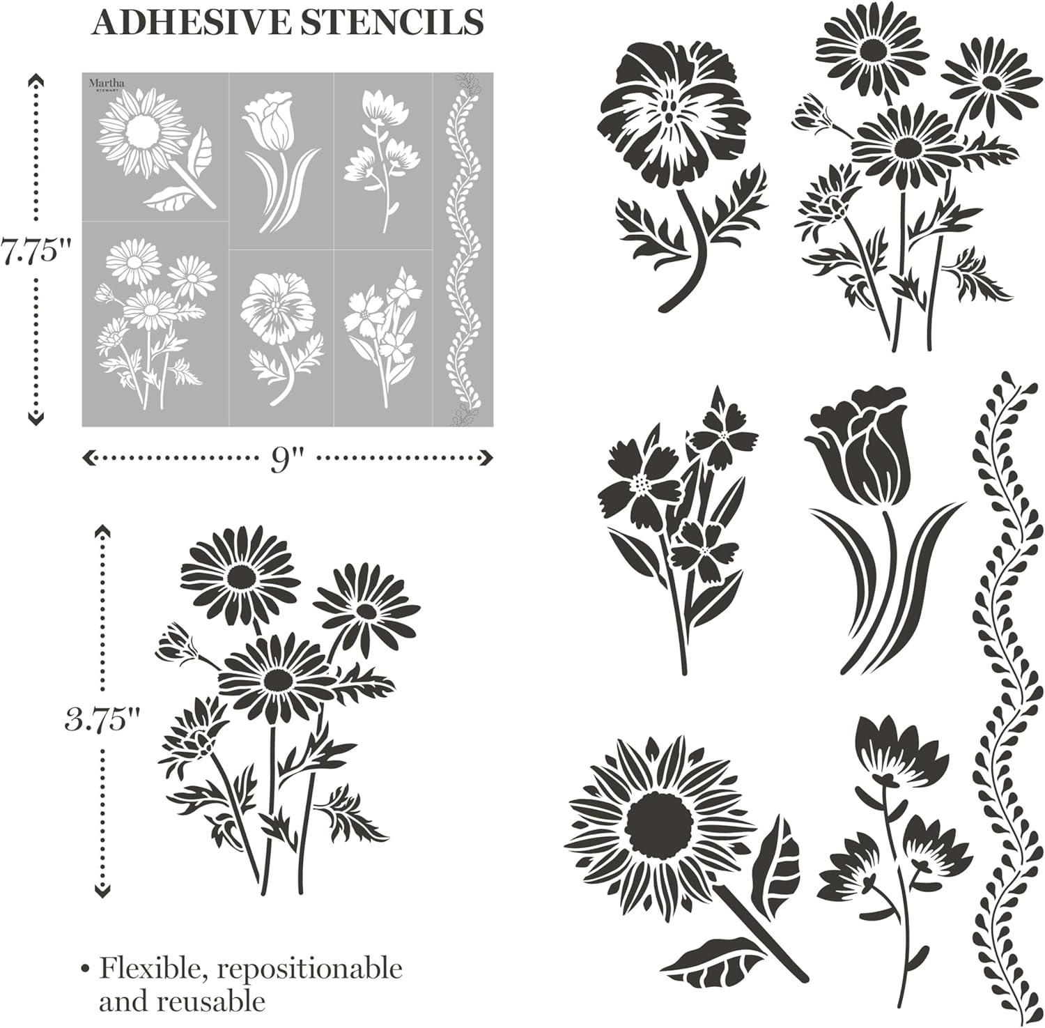 imageMartha Stewart Vintage Florals Stencils Stamps and Tools Kit 14 pcFlora Fauna