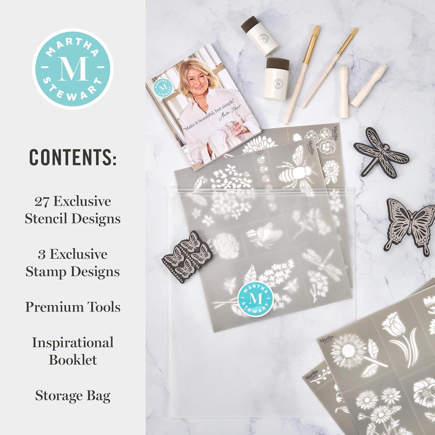 imageMartha Stewart Vintage Florals Stencils Stamps and Tools Kit 14 pcFlora Fauna