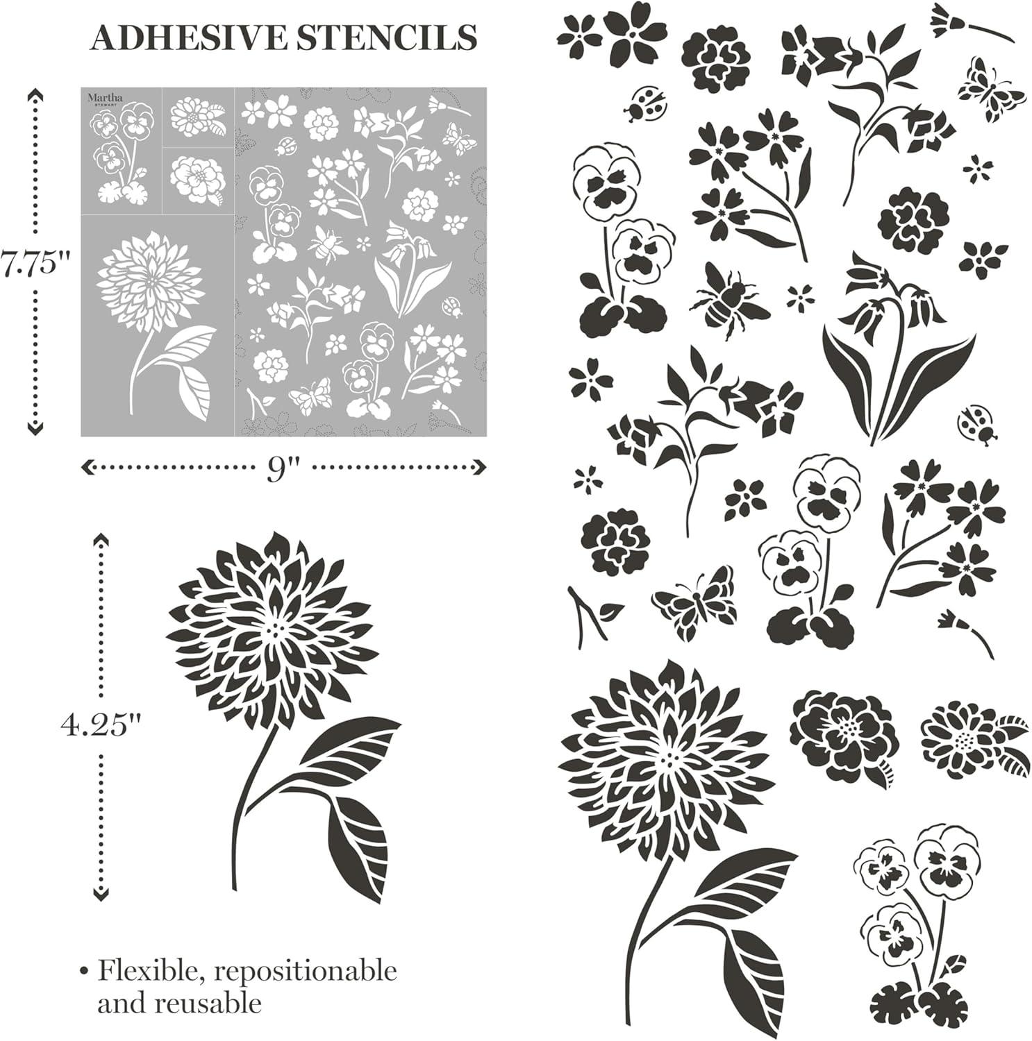 imageMartha Stewart Vintage Florals Stencils Stamps and Tools Kit 14 pcFlora Fauna