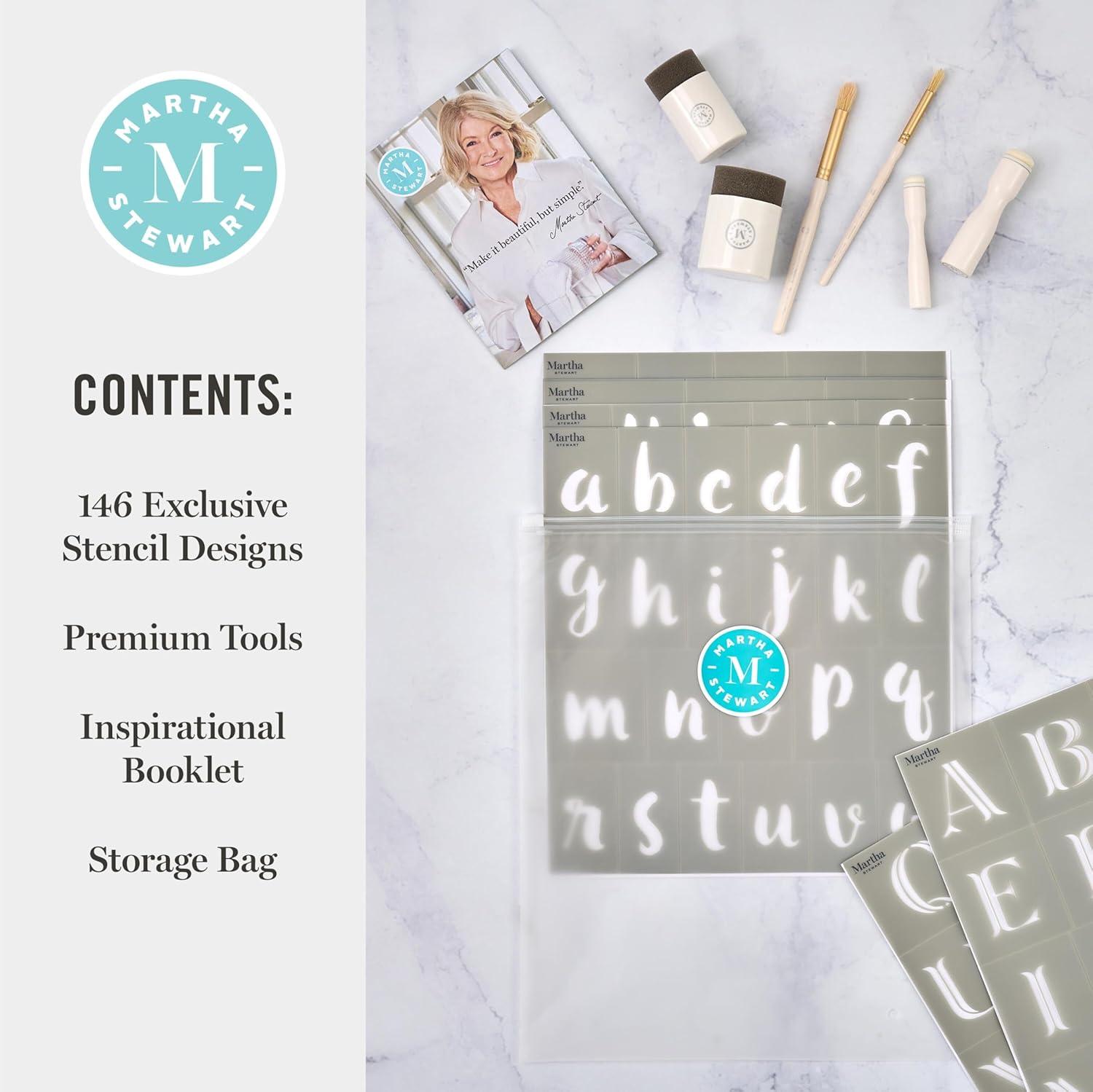 imageMartha Stewart Vintage Florals Stencils Stamps and Tools Kit 14 pcModern Fonts