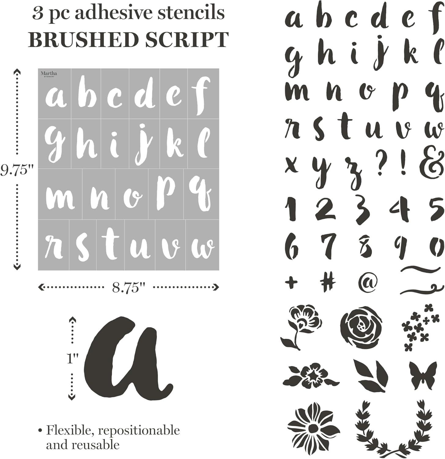 imageMartha Stewart Vintage Florals Stencils Stamps and Tools Kit 14 pcModern Fonts