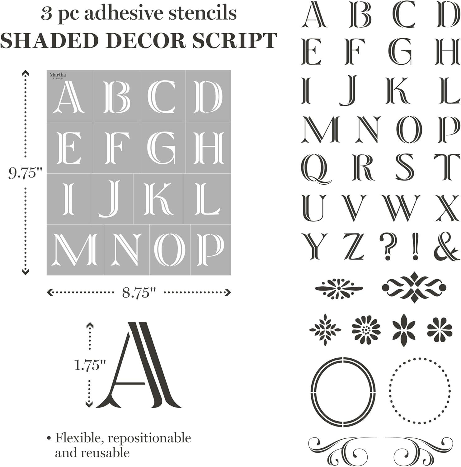 imageMartha Stewart Vintage Florals Stencils Stamps and Tools Kit 14 pcModern Fonts