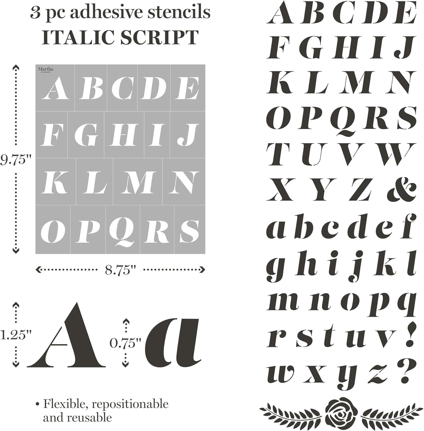 imageMartha Stewart Vintage Florals Stencils Stamps and Tools Kit 14 pcModern Fonts