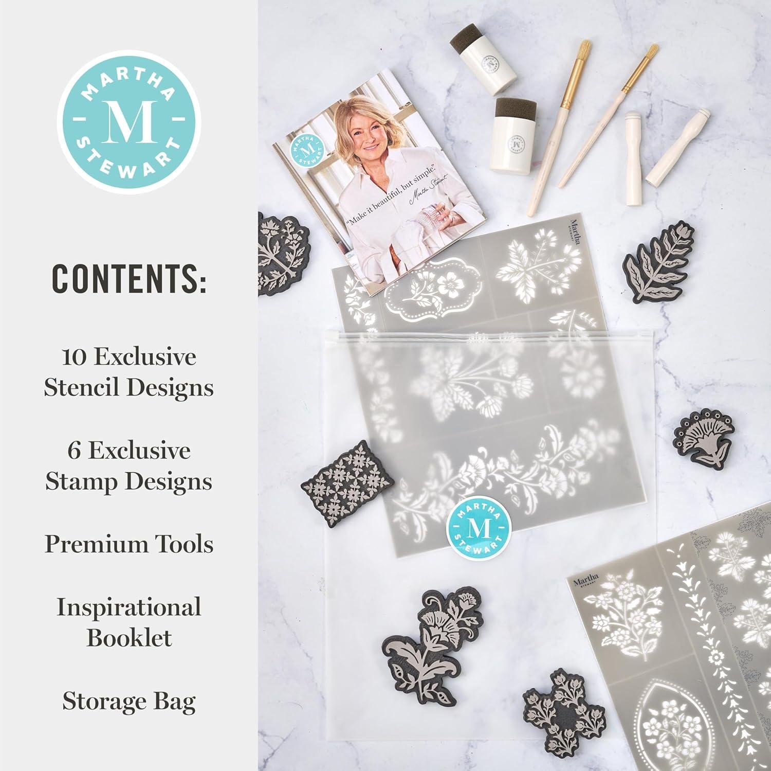 imageMartha Stewart Vintage Florals Stencils Stamps and Tools Kit 14 pcVintage Florals