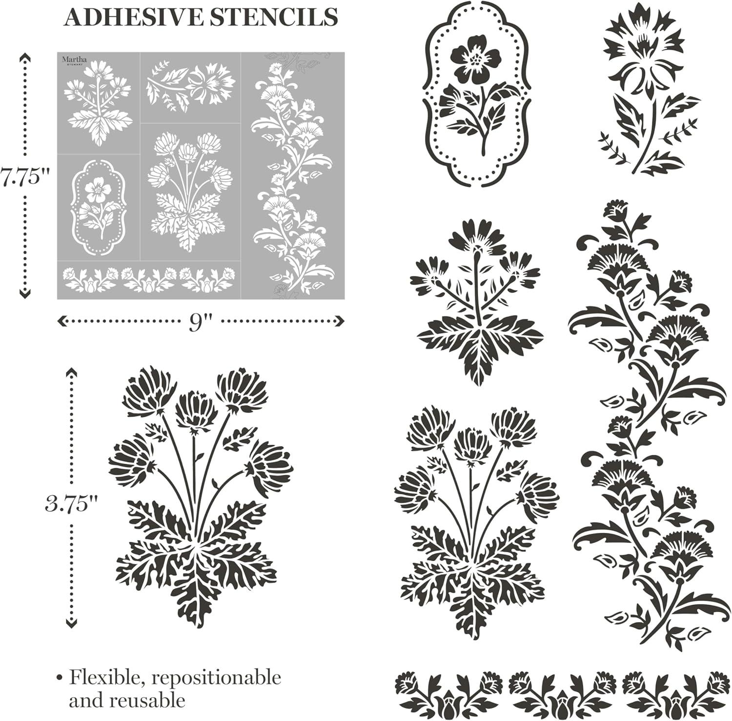 imageMartha Stewart Vintage Florals Stencils Stamps and Tools Kit 14 pcVintage Florals