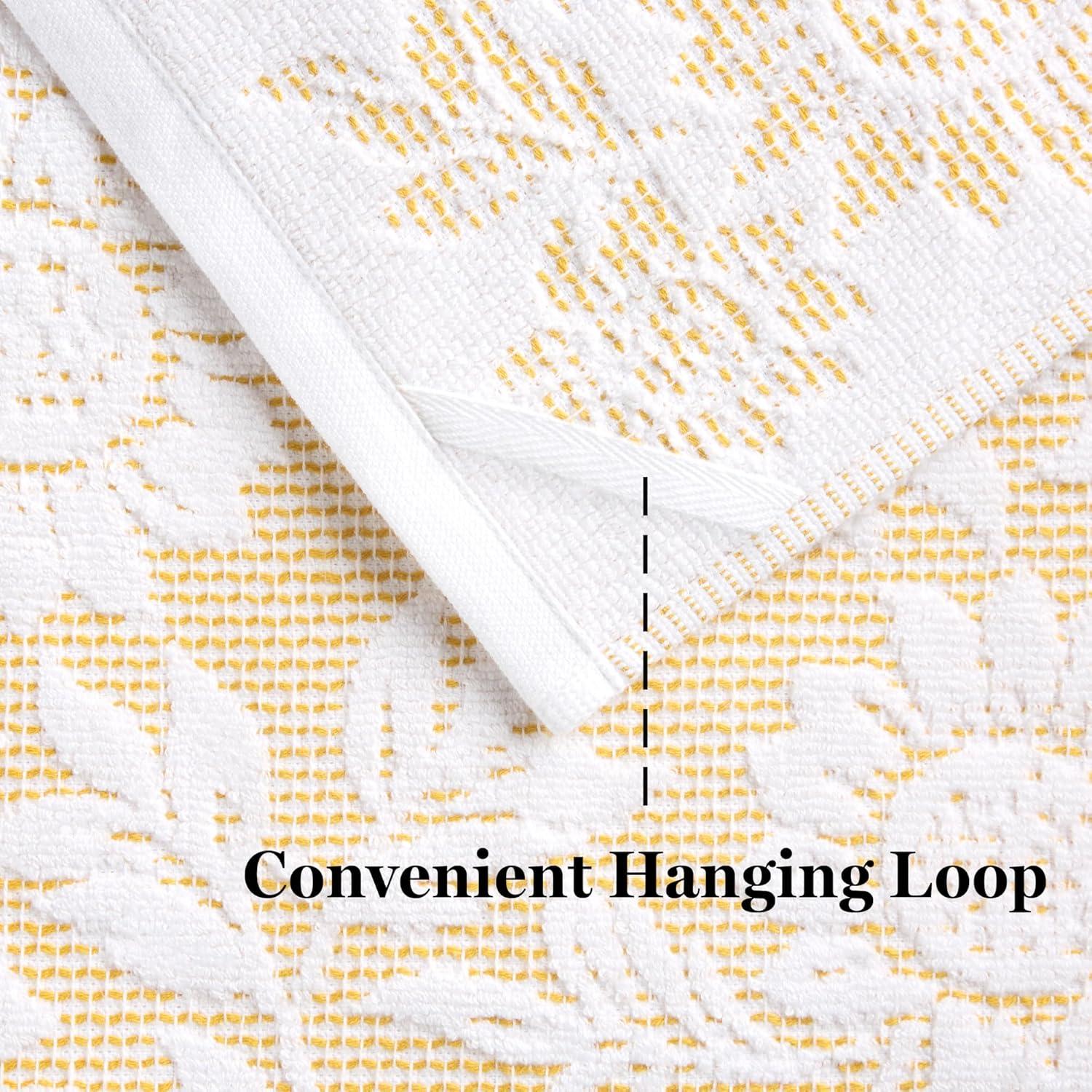imageMartha Stewart Woodland Harvest Jacquard Leaves Kitchen Towel 2Pack Set 100 Cotton with Absorbent Honeycomb Texture Decorative Kitchen Towels Green 16X28Yellow