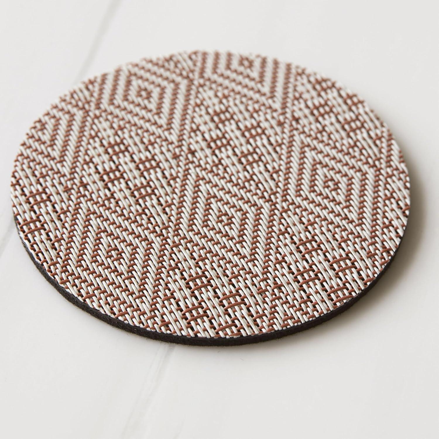 imageMartha by Martha Stewart Chilewich Boxwood Coasters in Sea Set of 4 StainResistant Woven Textile with Recycled Felt Backing 5 RoundBurnt Coral