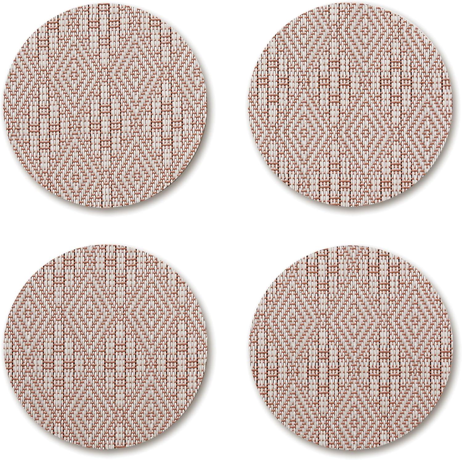 imageMartha by Martha Stewart Chilewich Boxwood Coasters in Sea Set of 4 StainResistant Woven Textile with Recycled Felt Backing 5 RoundBurnt Coral