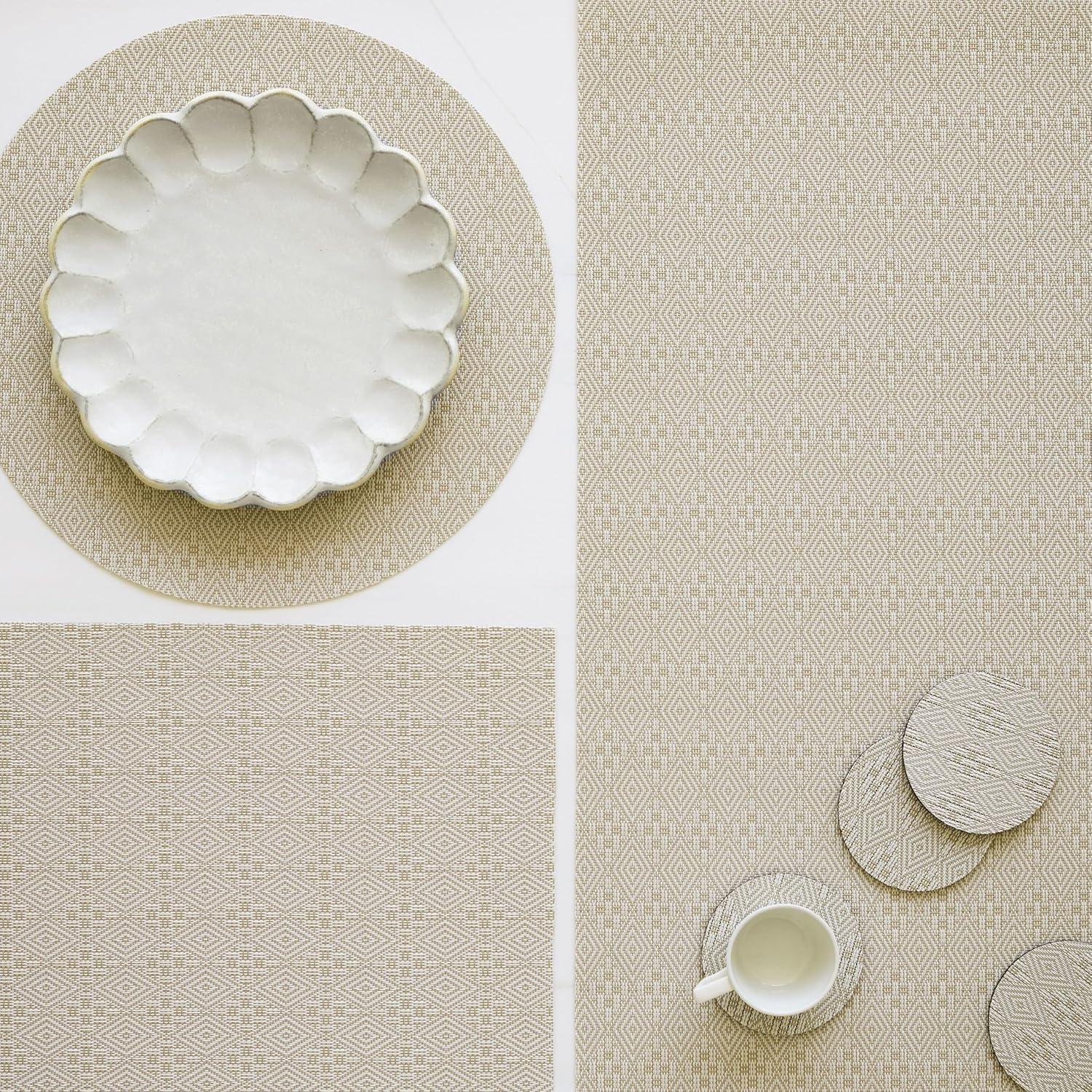 imageMartha by Martha Stewart Chilewich Boxwood Coasters in Sea Set of 4 StainResistant Woven Textile with Recycled Felt Backing 5 RoundFlax