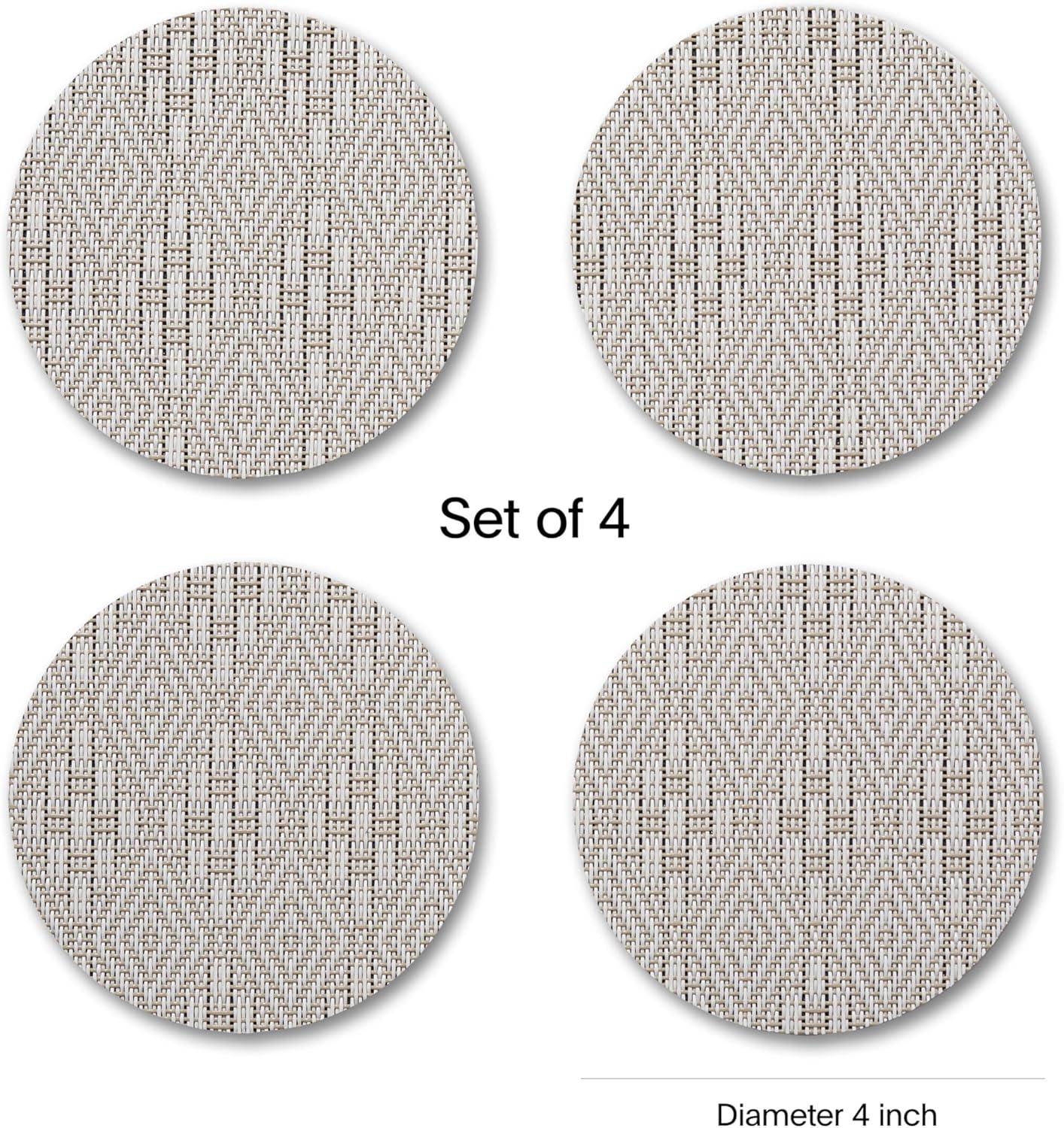 imageMartha by Martha Stewart Chilewich Boxwood Coasters in Sea Set of 4 StainResistant Woven Textile with Recycled Felt Backing 5 RoundFlax