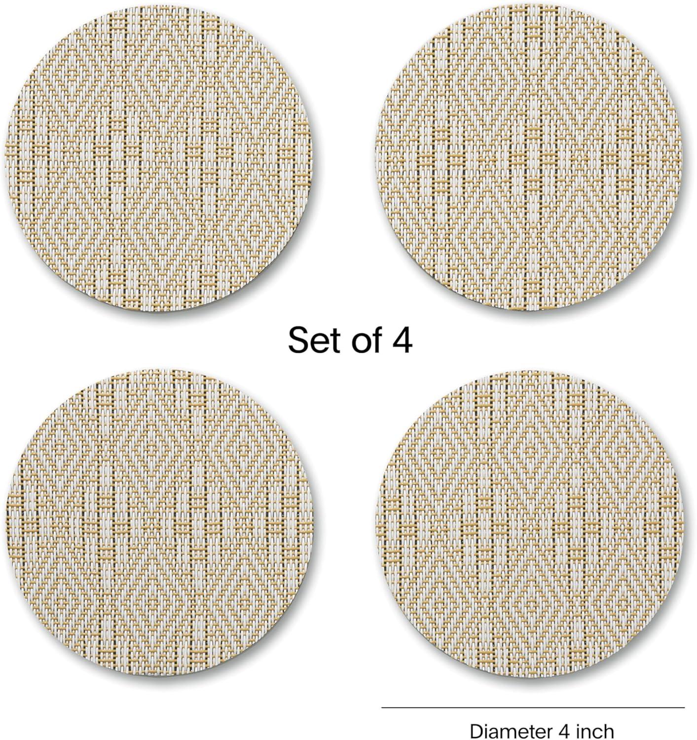 imageMartha by Martha Stewart Chilewich Boxwood Coasters in Sea Set of 4 StainResistant Woven Textile with Recycled Felt Backing 5 RoundWheat