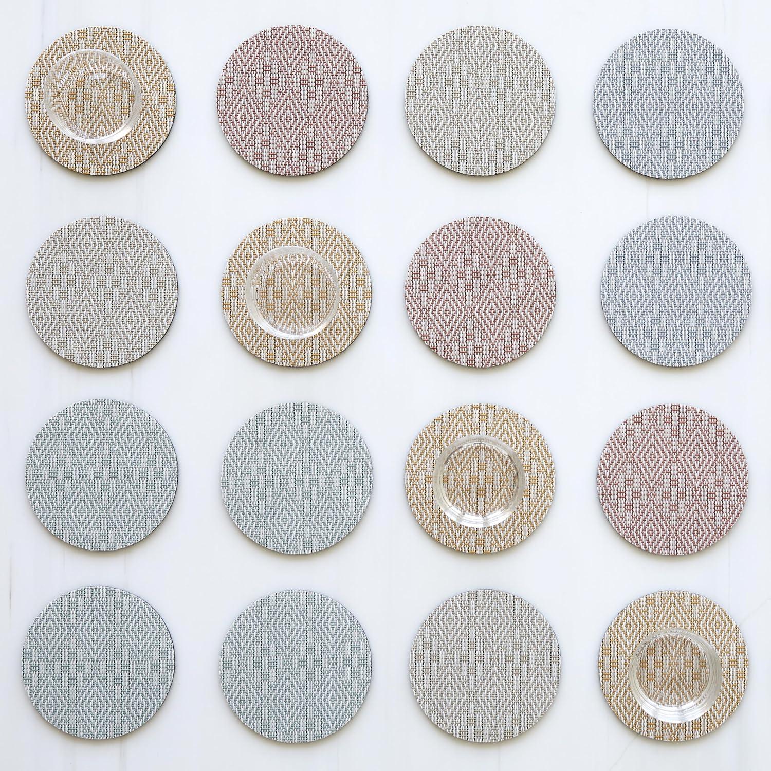 imageMartha by Martha Stewart Chilewich Boxwood Coasters in Sea Set of 4 StainResistant Woven Textile with Recycled Felt Backing 5 RoundWheat