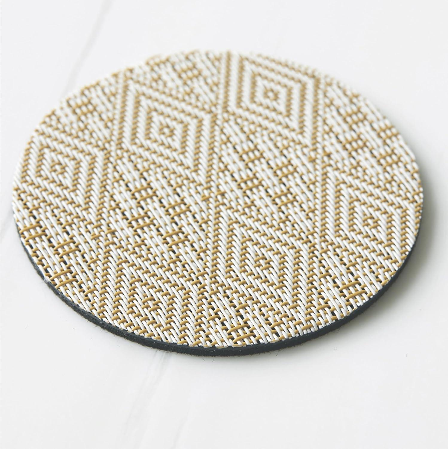 imageMartha by Martha Stewart Chilewich Boxwood Coasters in Sea Set of 4 StainResistant Woven Textile with Recycled Felt Backing 5 RoundWheat