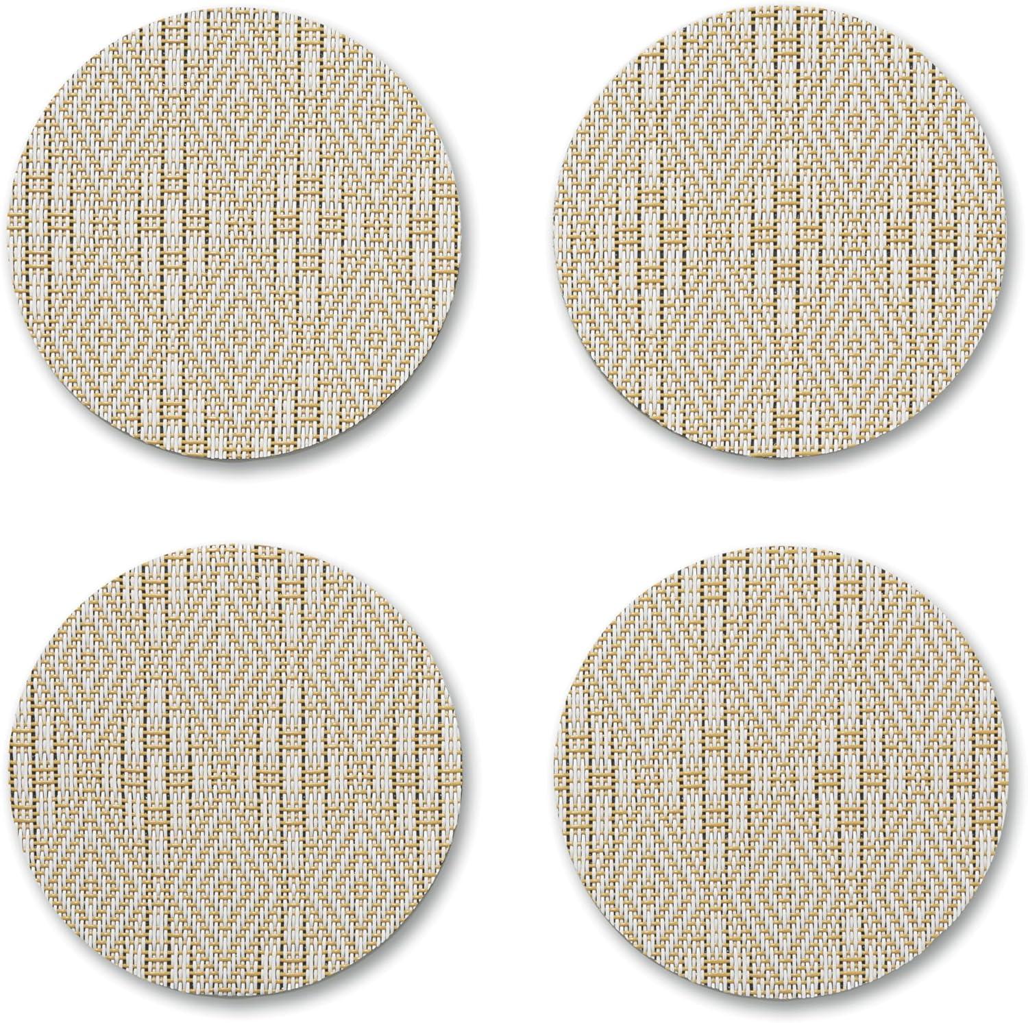 imageMartha by Martha Stewart Chilewich Boxwood Coasters in Sea Set of 4 StainResistant Woven Textile with Recycled Felt Backing 5 RoundWheat