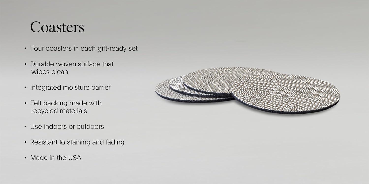 imageMartha by Martha Stewart Chilewich Boxwood Coasters in Sea Set of 4 StainResistant Woven Textile with Recycled Felt Backing 5 RoundWheat
