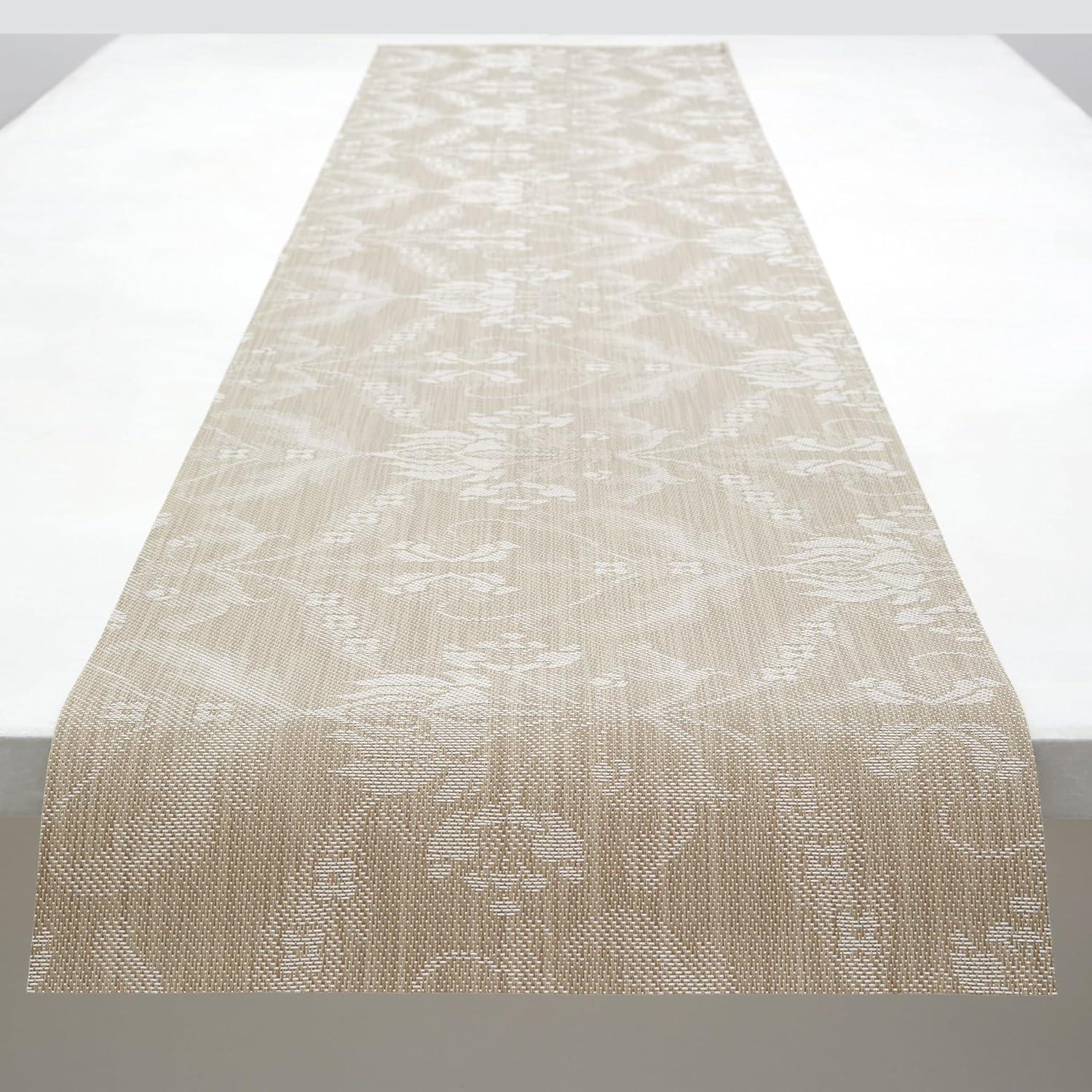 imageMartha by Martha Stewart Chilewich Damask Table Runner in Abalone Easy Care Woven Textile IndoorOutdoor StainFade Resistant 14 x 72Flax