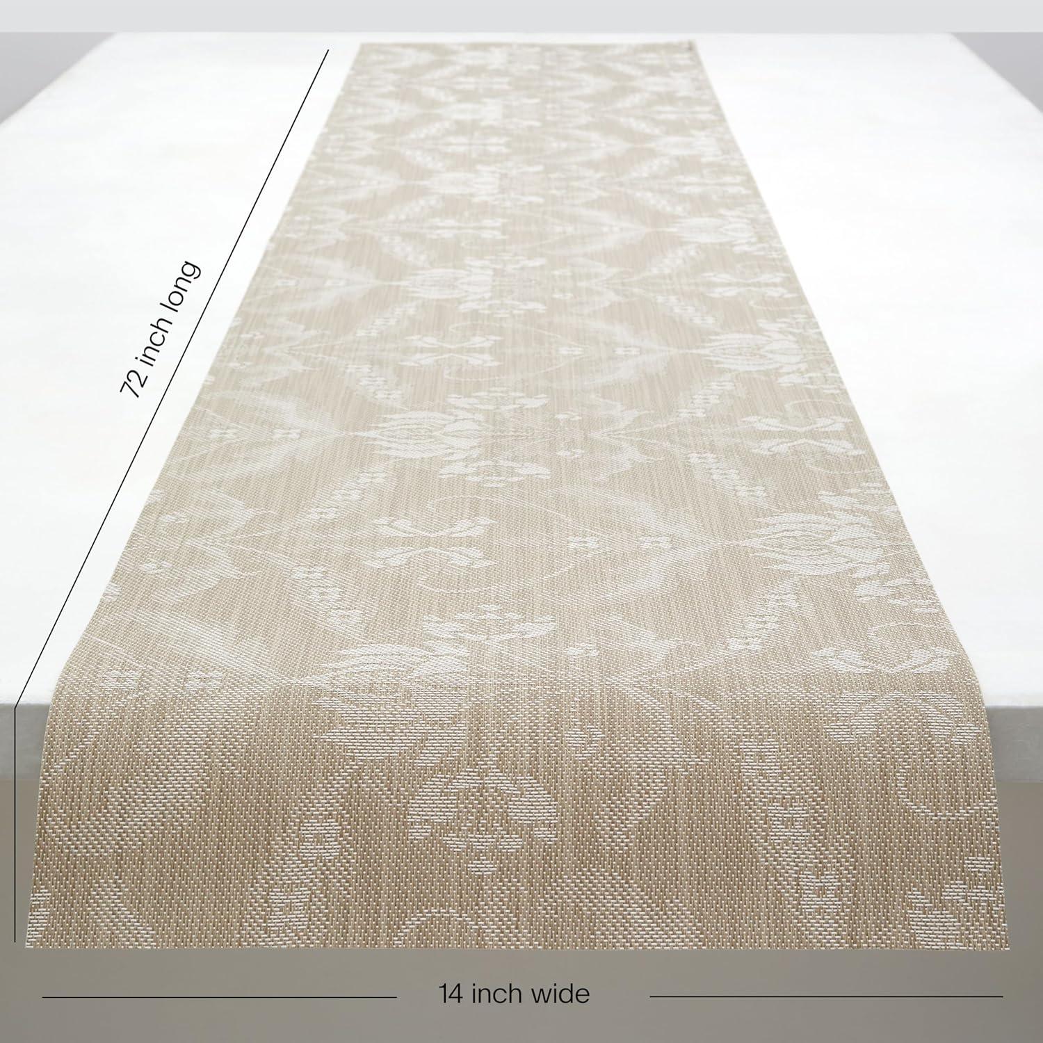 imageMartha by Martha Stewart Chilewich Damask Table Runner in Abalone Easy Care Woven Textile IndoorOutdoor StainFade Resistant 14 x 72Flax