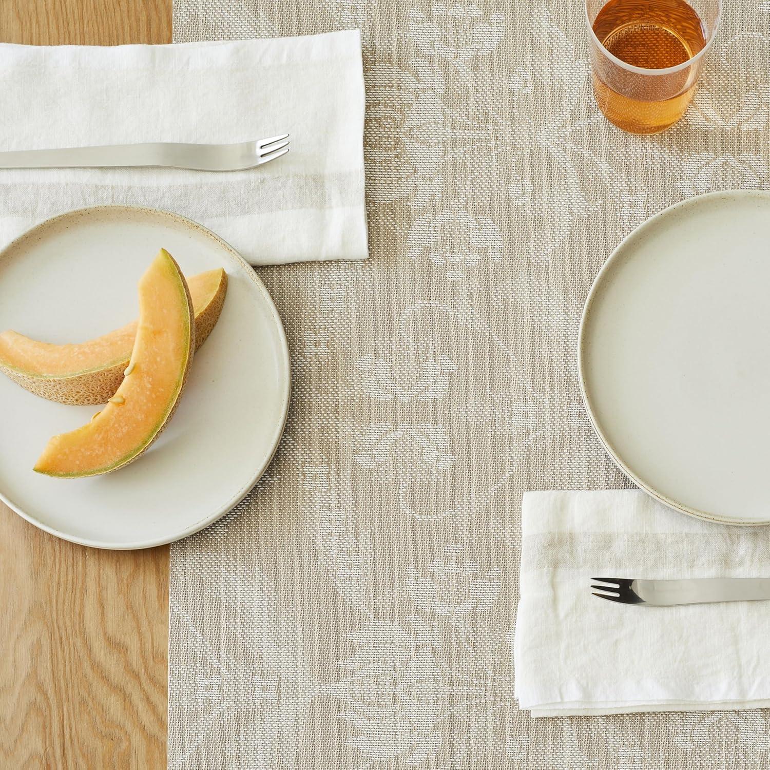 imageMartha by Martha Stewart Chilewich Damask Table Runner in Abalone Easy Care Woven Textile IndoorOutdoor StainFade Resistant 14 x 72Flax