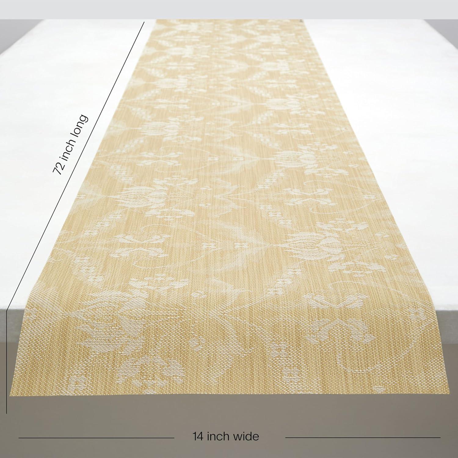 imageMartha by Martha Stewart Chilewich Damask Table Runner in Abalone Easy Care Woven Textile IndoorOutdoor StainFade Resistant 14 x 72Wheat