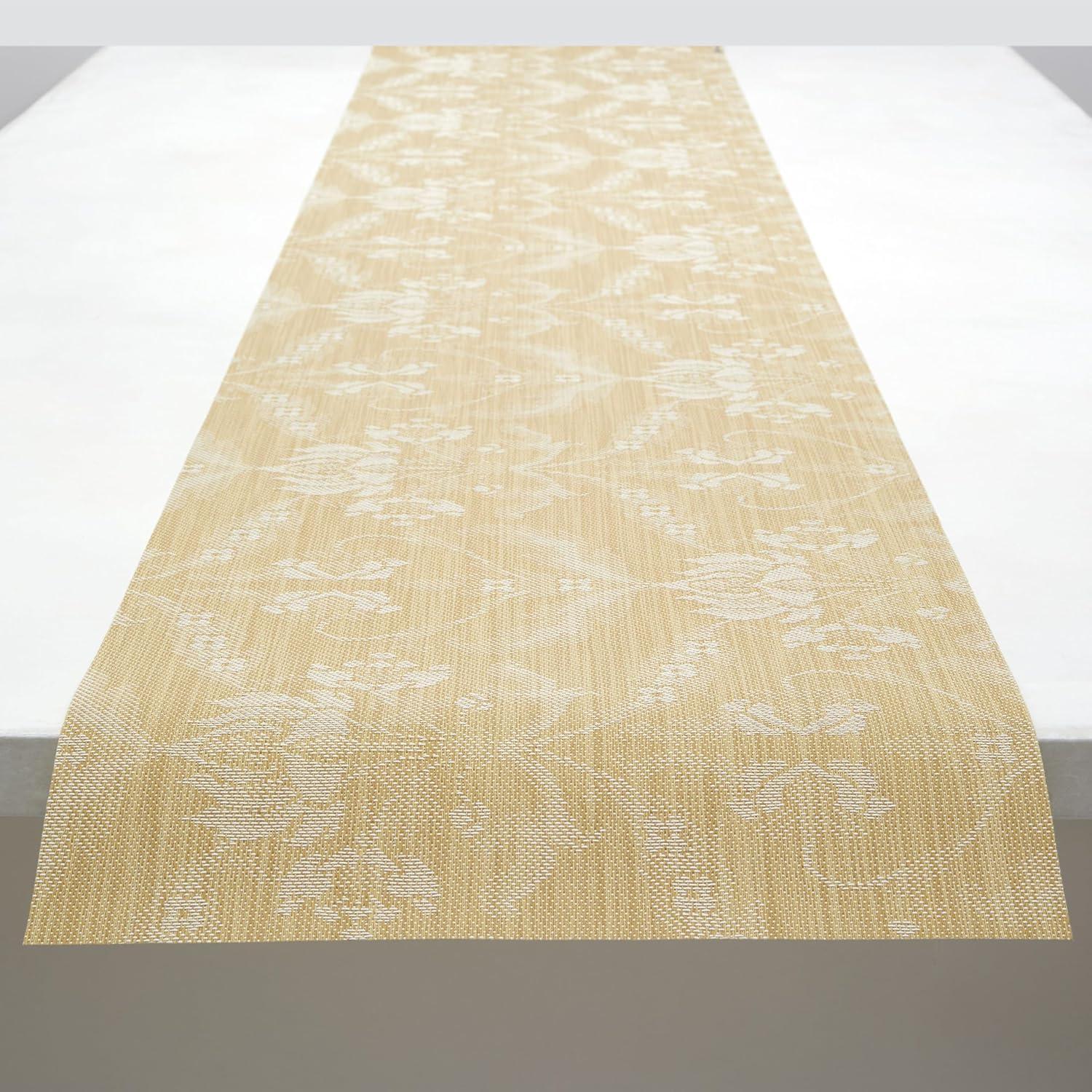 imageMartha by Martha Stewart Chilewich Damask Table Runner in Abalone Easy Care Woven Textile IndoorOutdoor StainFade Resistant 14 x 72Wheat