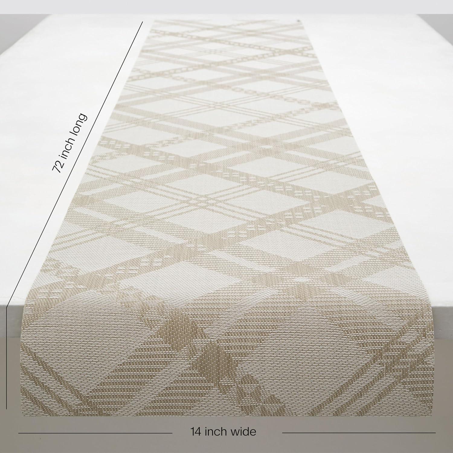 imageMartha by Martha Stewart Chilewich Ribbons Table Runner in Wheat Easy Care Woven Textile IndoorOutdoor StainFade Resistant 14 x 72Flax